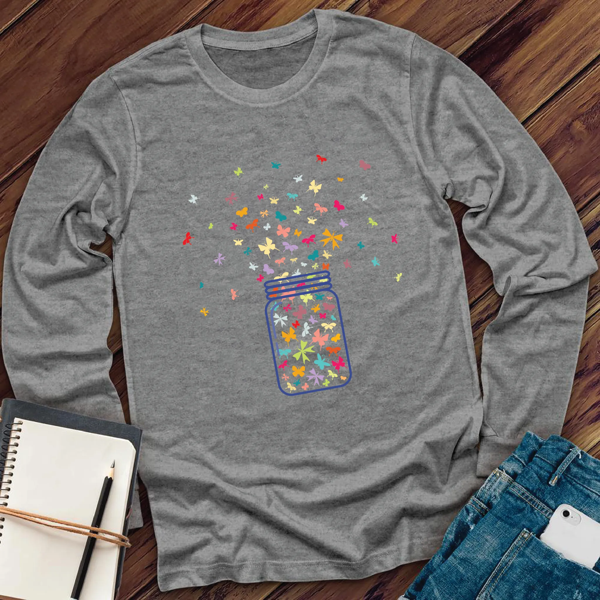 Colorful Butterfly Jar Long Sleeve