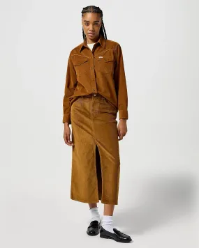 Corduroy Maxi Skirt in Cognac