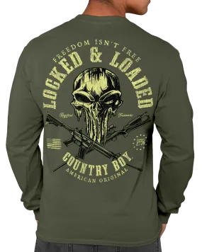 Country Boy® Men's Long Sleeve Tee CB Locked & Loaded Skull Yellow