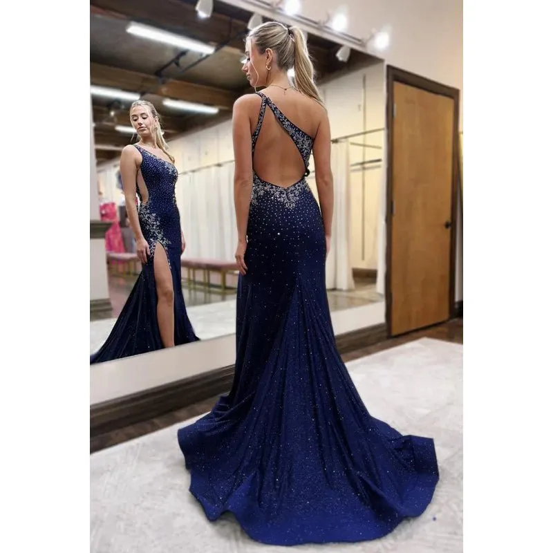 Couture & Ornate Trumpet/Mermaid One Shoulder Sleeveless Evening Party Prom Dress