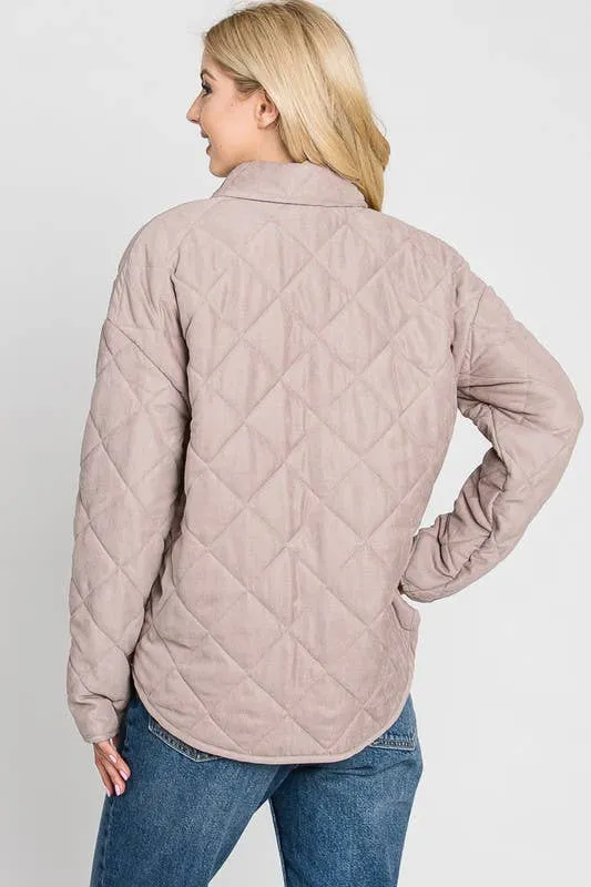 Cozy and Quilted Jacket in Blush Sand