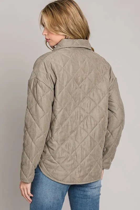 Cozy and Quilted Jacket in Blush Sand