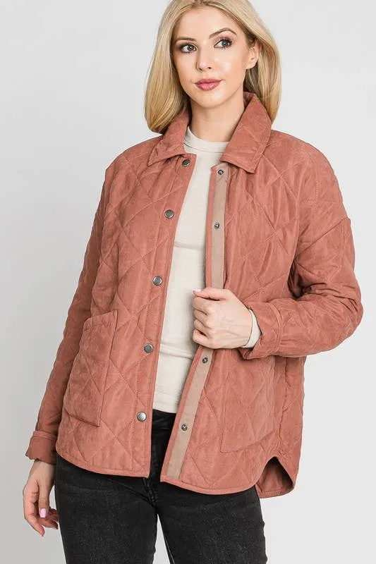 Cozy and Quilted Jacket in Blush Sand