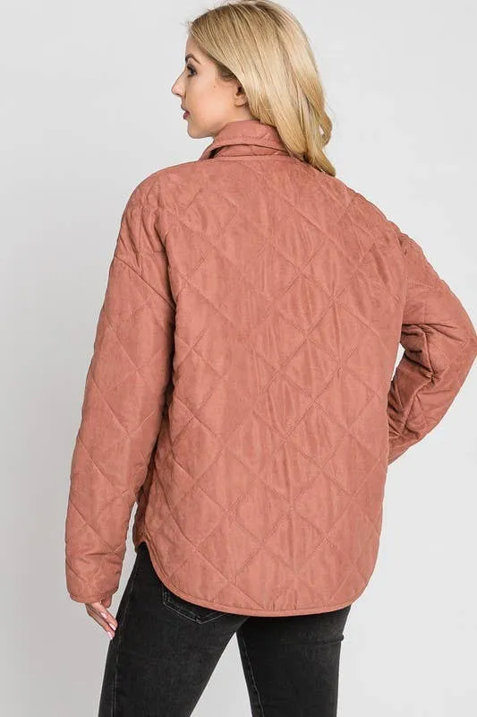 Cozy and Quilted Jacket in Blush Sand