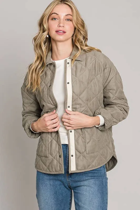 Cozy and Quilted Jacket in Blush Sand