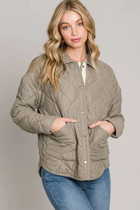 Cozy and Quilted Jacket in Blush Sand