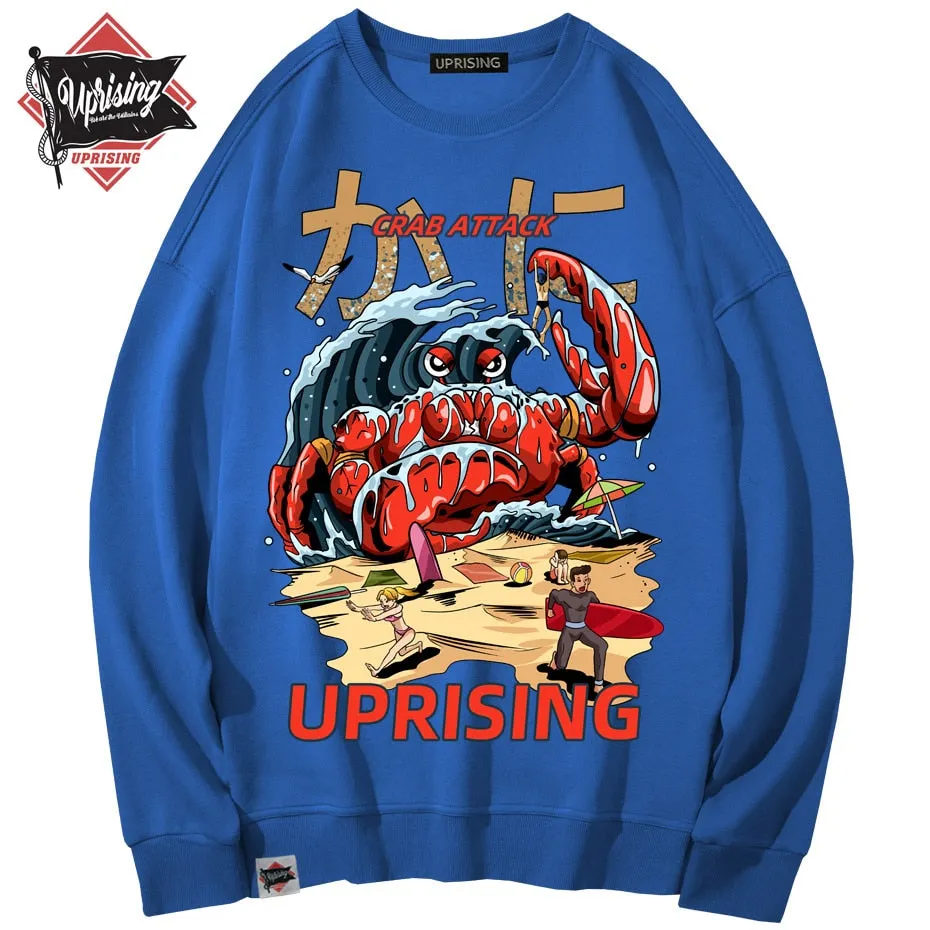 Crab Attack Long Sleeve Personality Street Original Brand Hip Hop Punk men Print plus size collor Hoodies, Sweatshirts