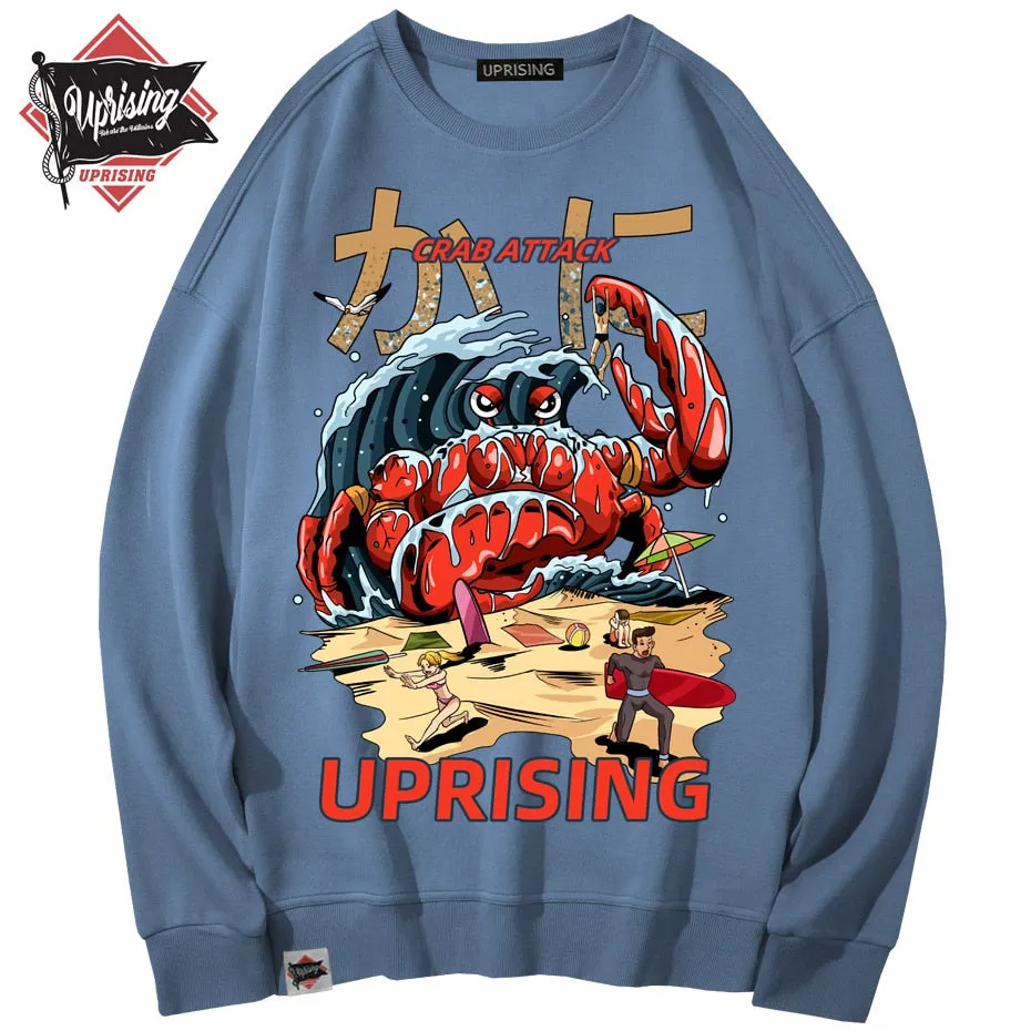 Crab Attack Long Sleeve Personality Street Original Brand Hip Hop Punk men Print plus size collor Hoodies, Sweatshirts