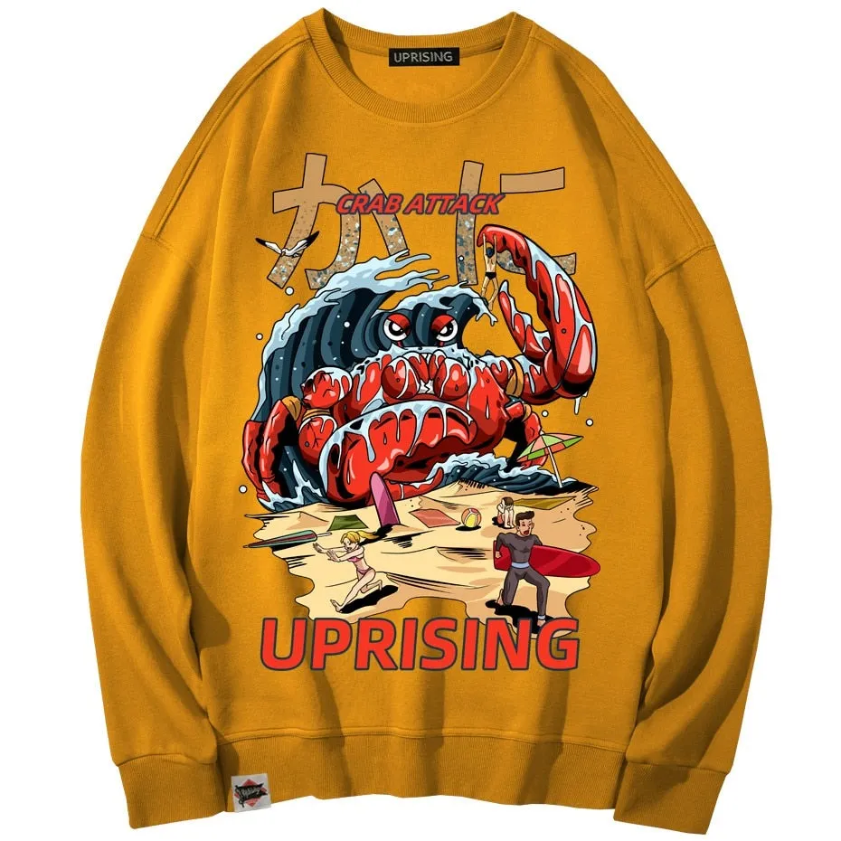 Crab Attack Long Sleeve Personality Street Original Brand Hip Hop Punk men Print plus size collor Hoodies, Sweatshirts