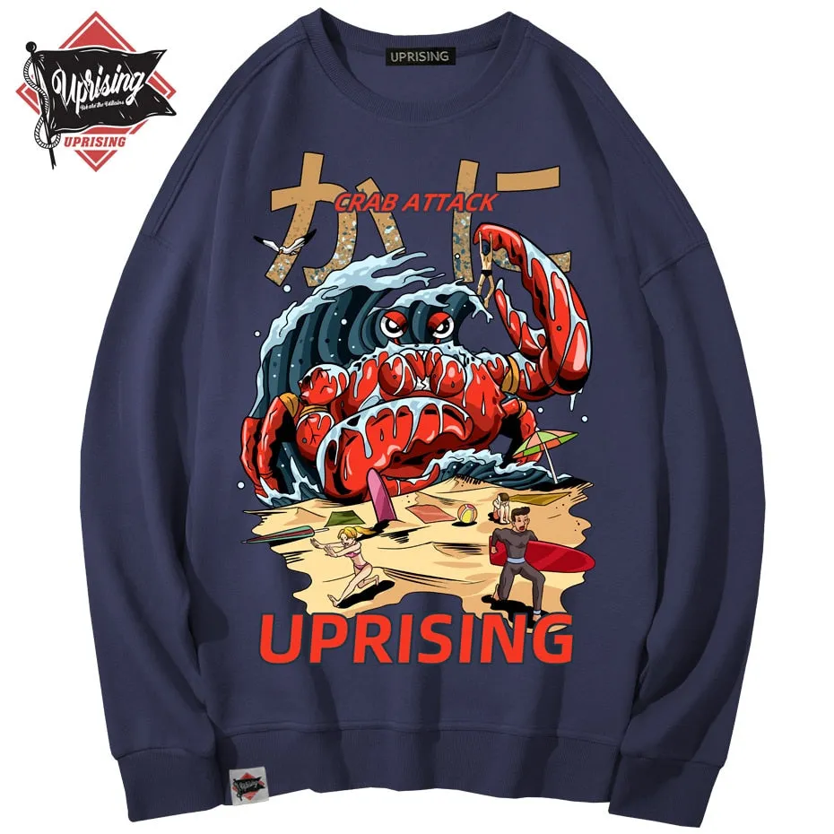 Crab Attack Long Sleeve Personality Street Original Brand Hip Hop Punk men Print plus size collor Hoodies, Sweatshirts