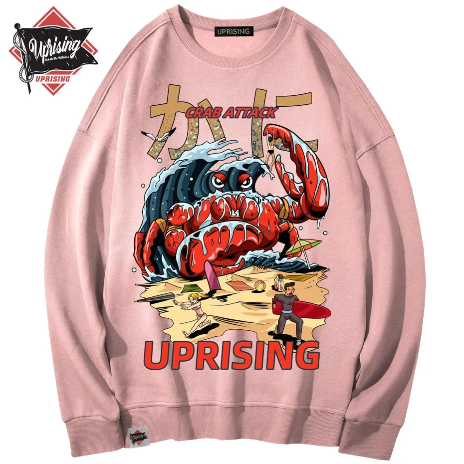 Crab Attack Long Sleeve Personality Street Original Brand Hip Hop Punk men Print plus size collor Hoodies, Sweatshirts