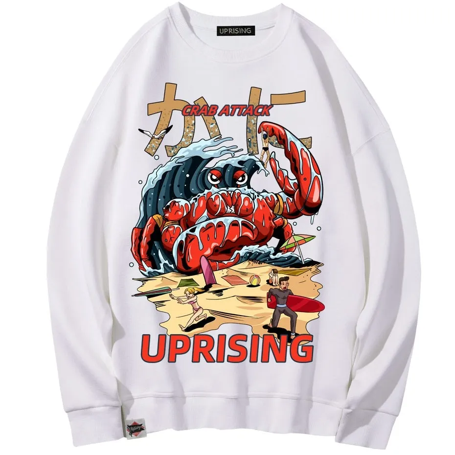 Crab Attack Long Sleeve Personality Street Original Brand Hip Hop Punk men Print plus size collor Hoodies, Sweatshirts