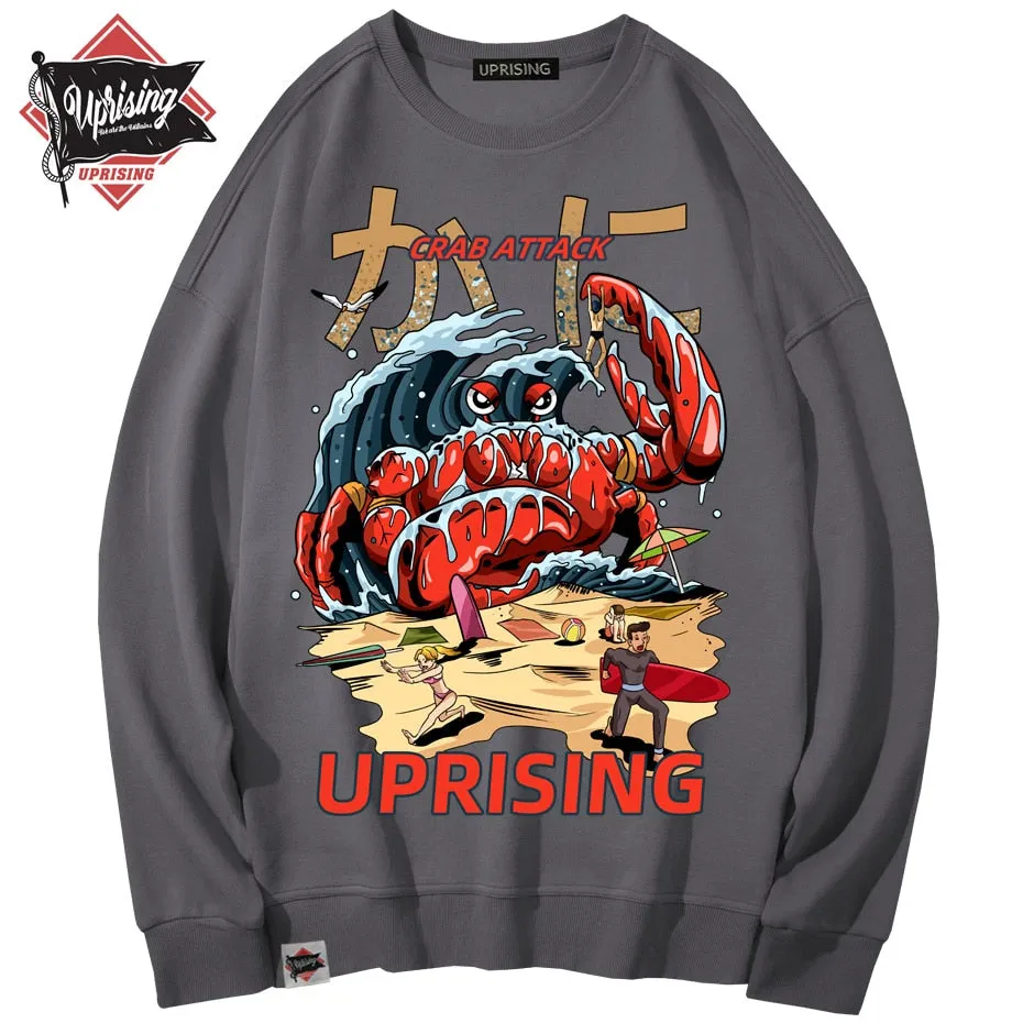 Crab Attack Long Sleeve Personality Street Original Brand Hip Hop Punk men Print plus size collor Hoodies, Sweatshirts