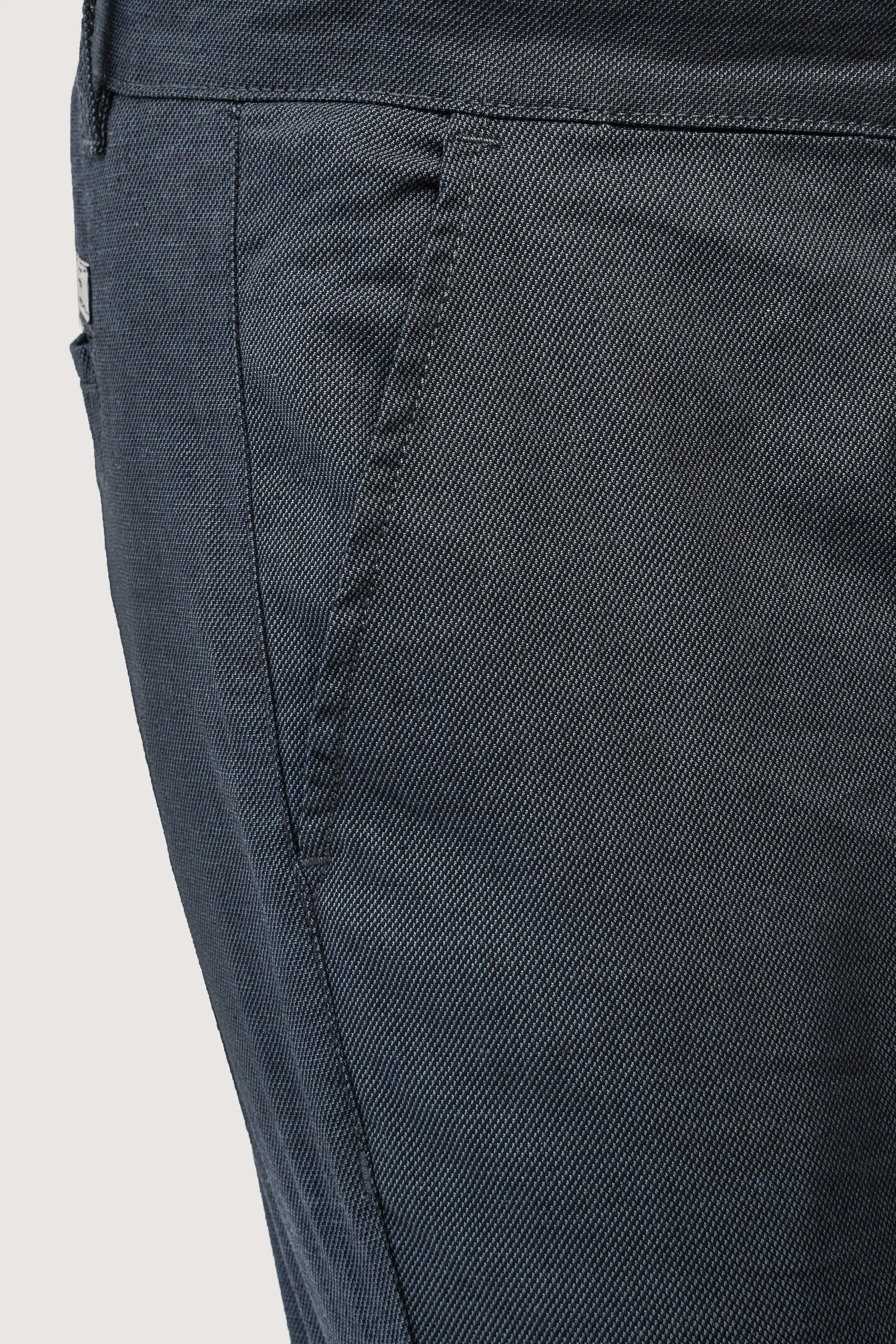 CROSS POCKET SELF TEXTURED PANT NAVY BLACK