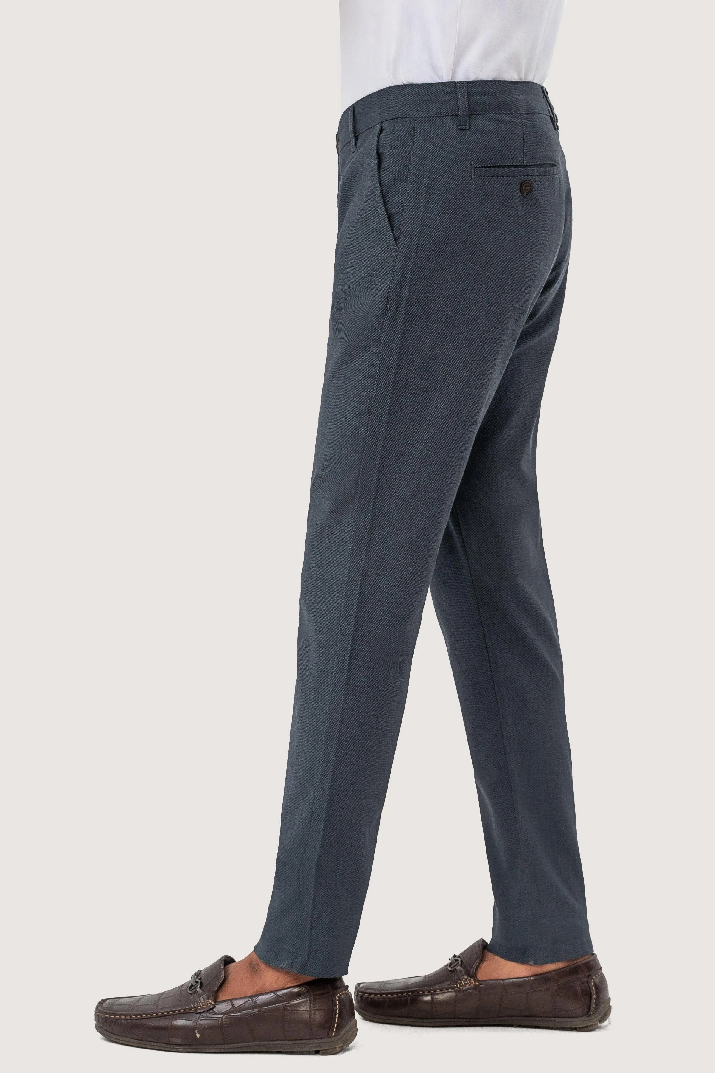 CROSS POCKET SELF TEXTURED PANT NAVY BLACK