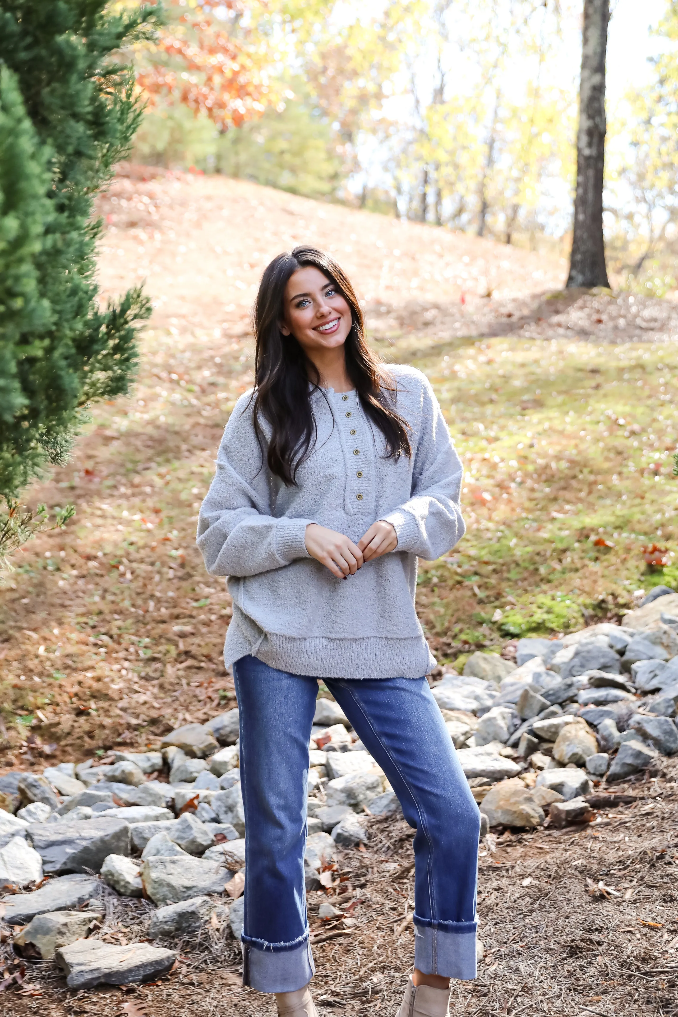 Cuddly Sensation Heather Grey Oversized Sweater