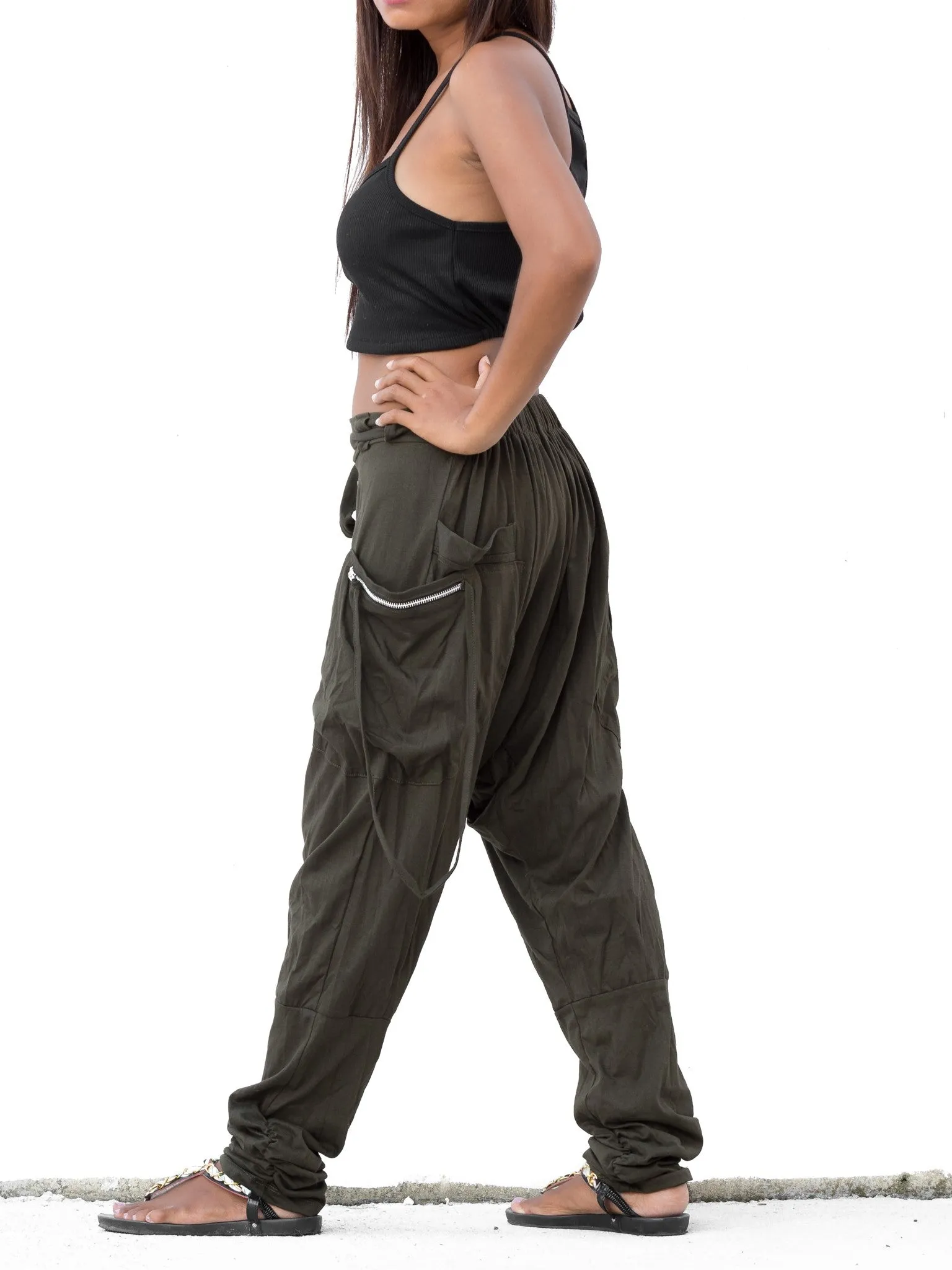 Cyberpunk Harem Pants Women & Men Olive