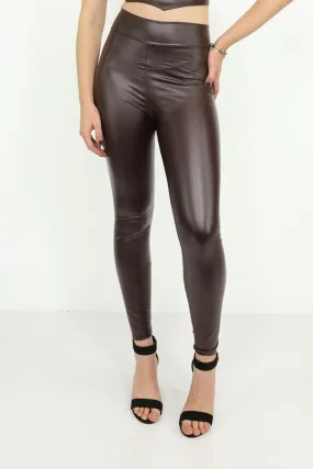 Dark Brown Leather Leggings