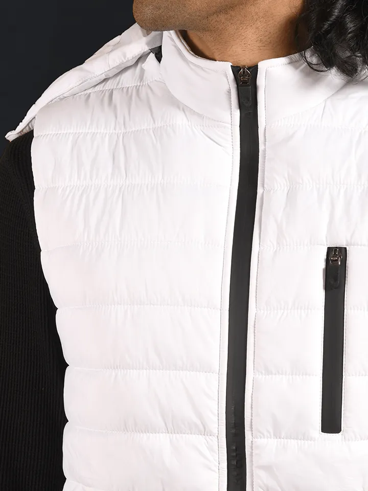 Detachable Hooded Puffer Jacket - Iceberg