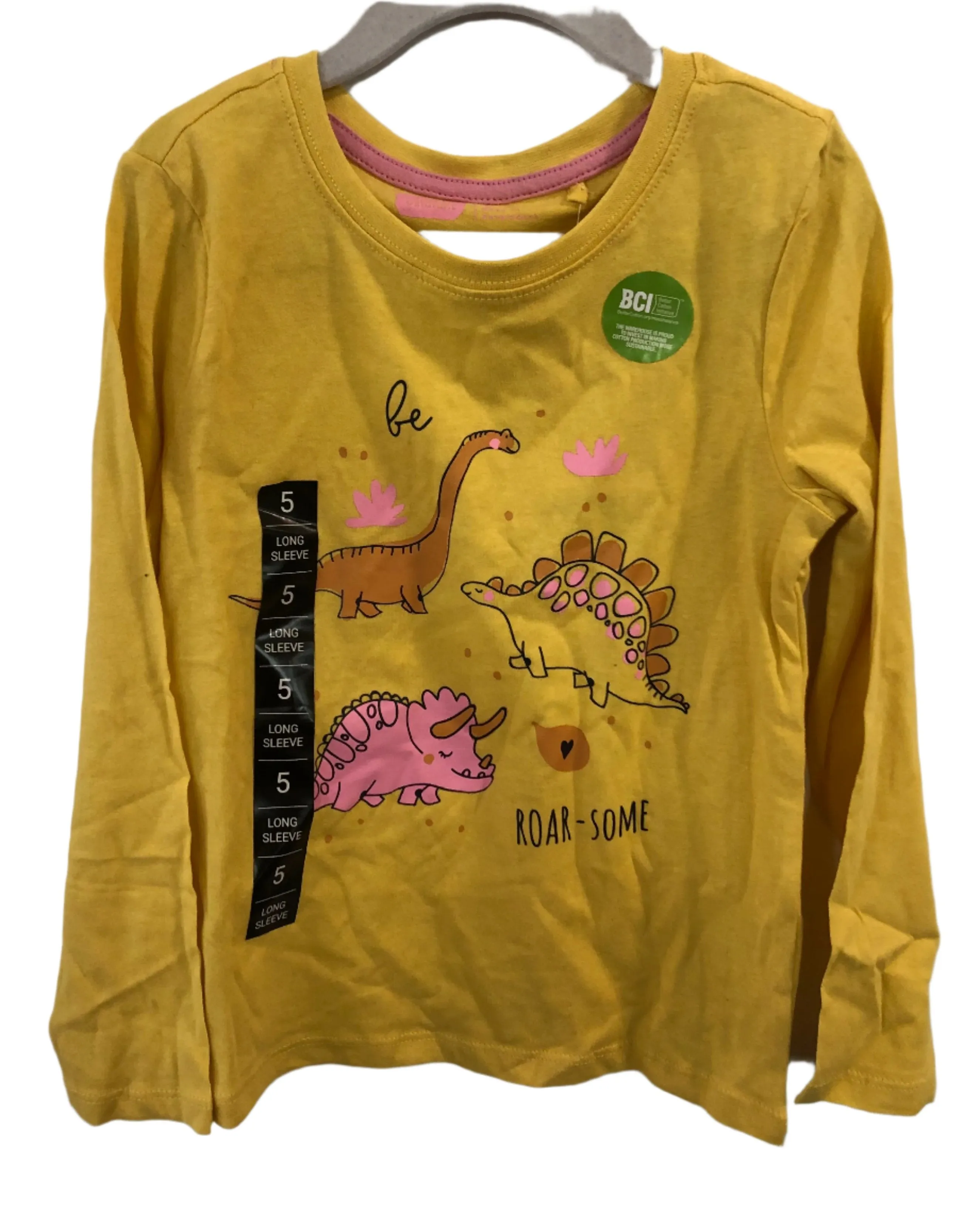 Dinosaur T-shirt Long Sleeved Yellow