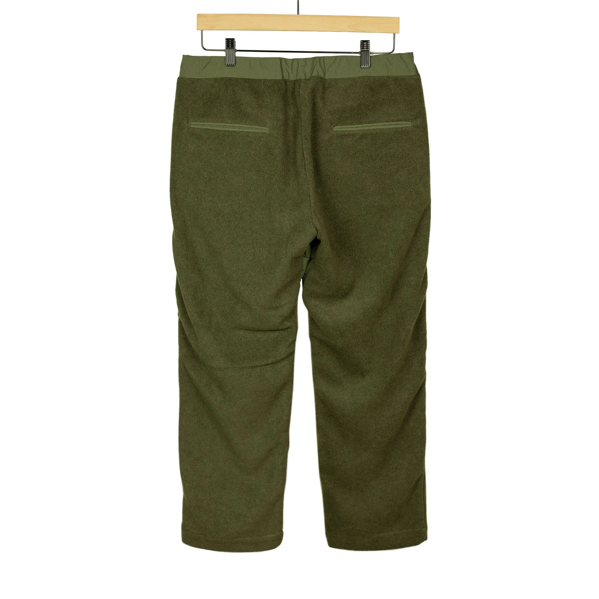 Drawstring trousers in olive poly fleece