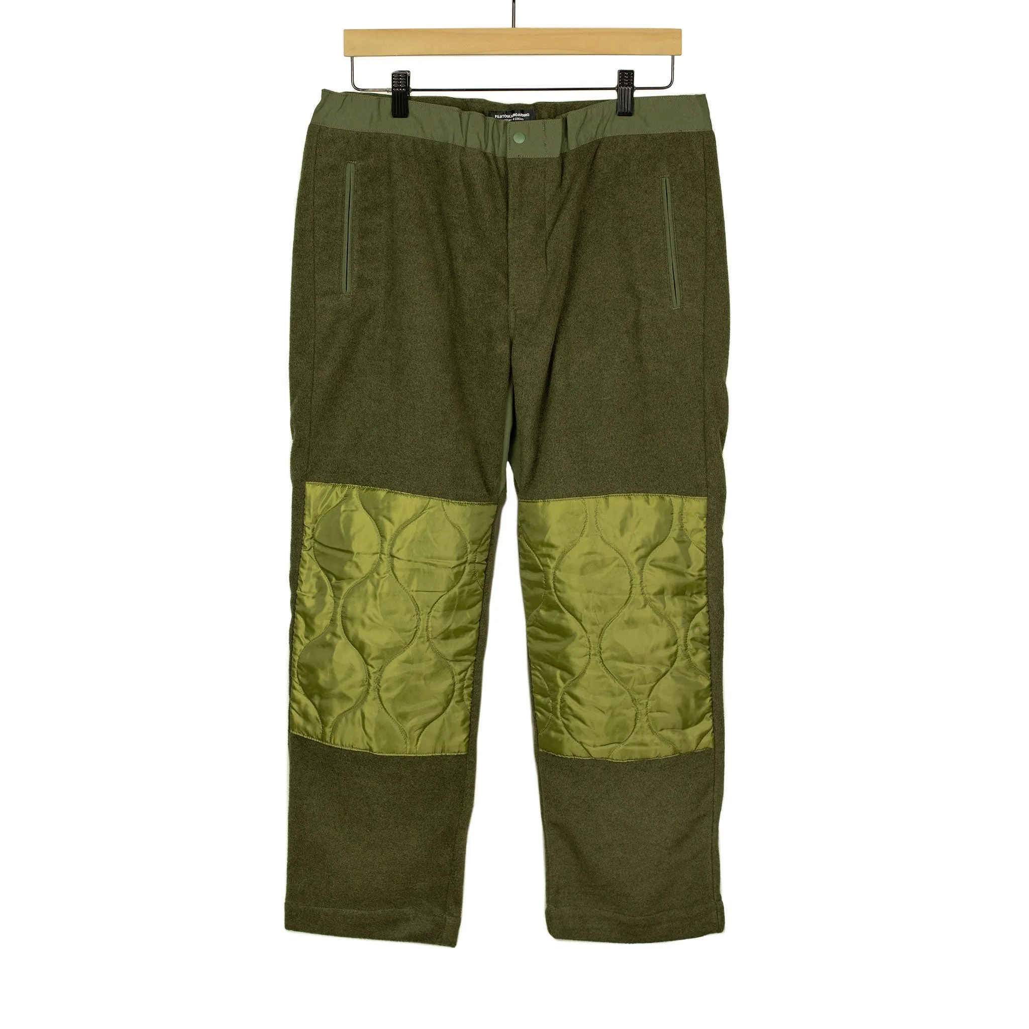 Drawstring trousers in olive poly fleece