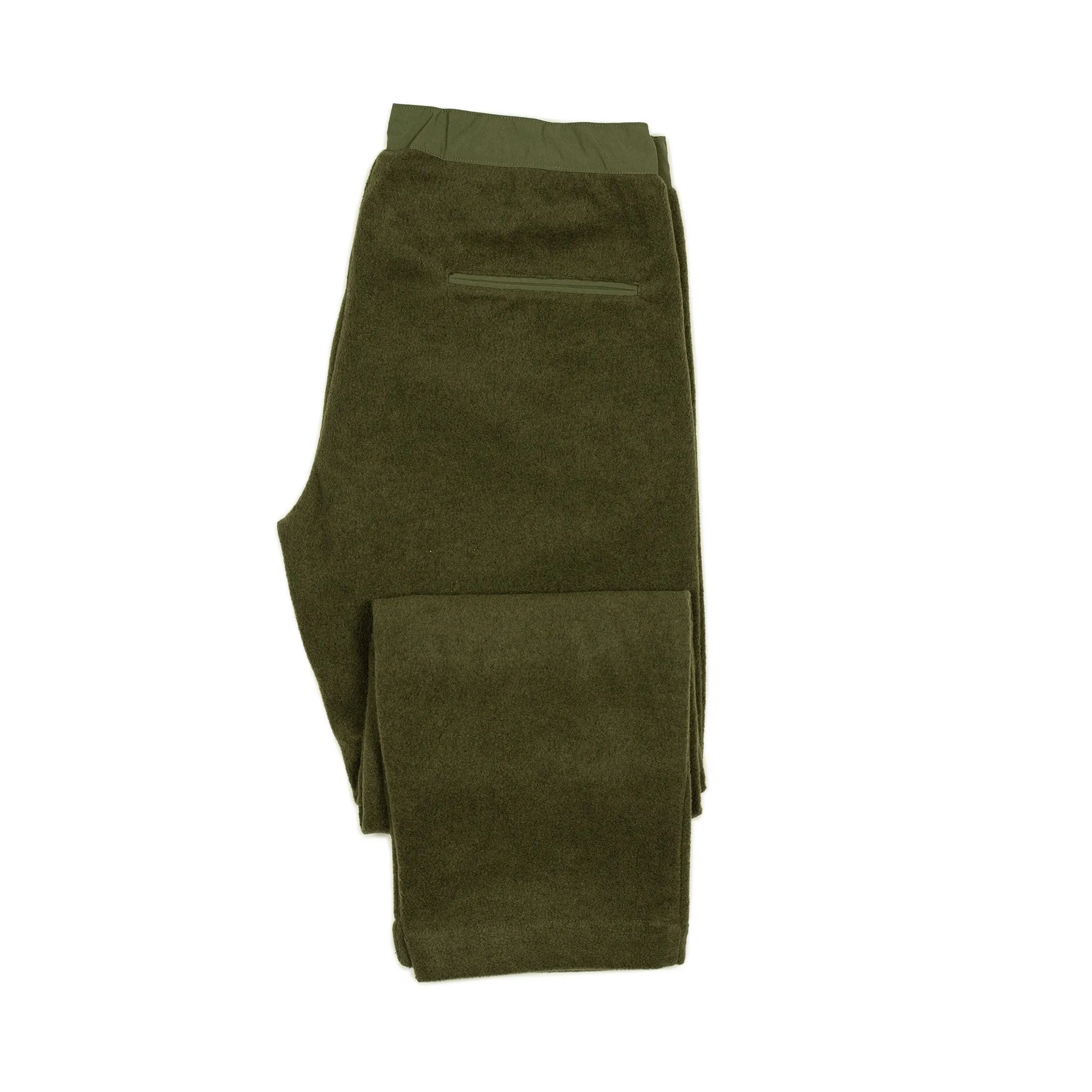 Drawstring trousers in olive poly fleece