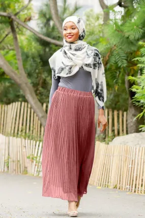 Dusty Pink Pleated Chiffon Maxi Skirt - Clearance