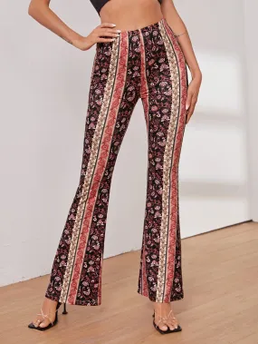 Elegant Floral High Waist Long Women Pants