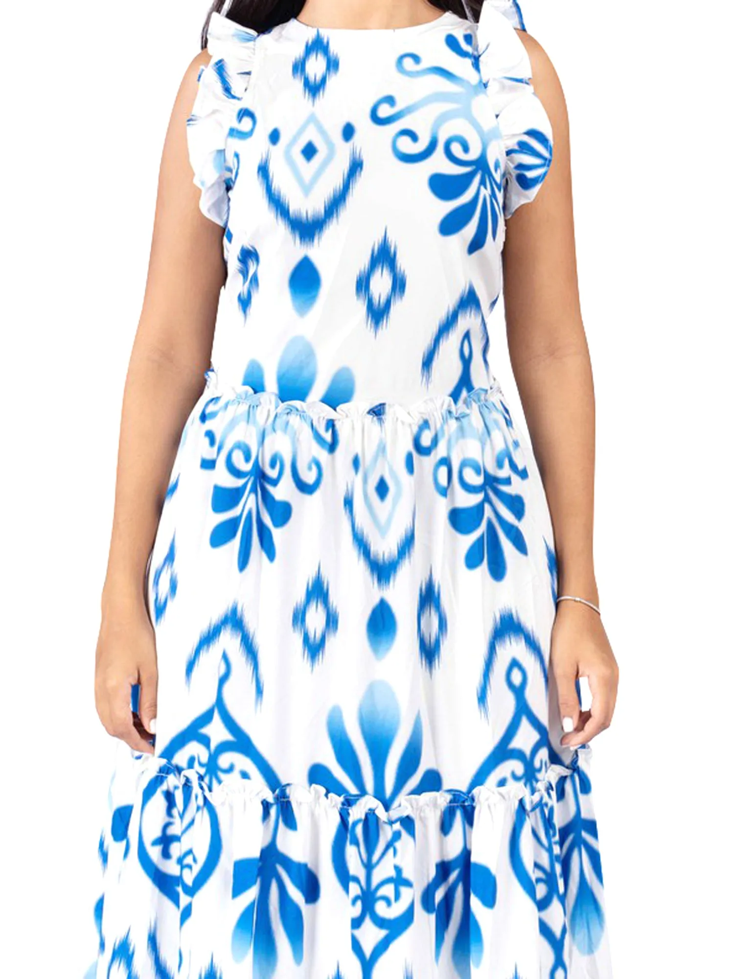 Eterna Abstract Print Sleeveless Maxi Dress