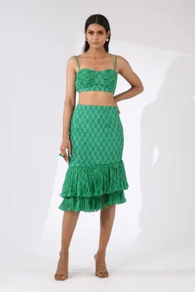 EVA - Green Printed Top & Skirt Co-Ord Set