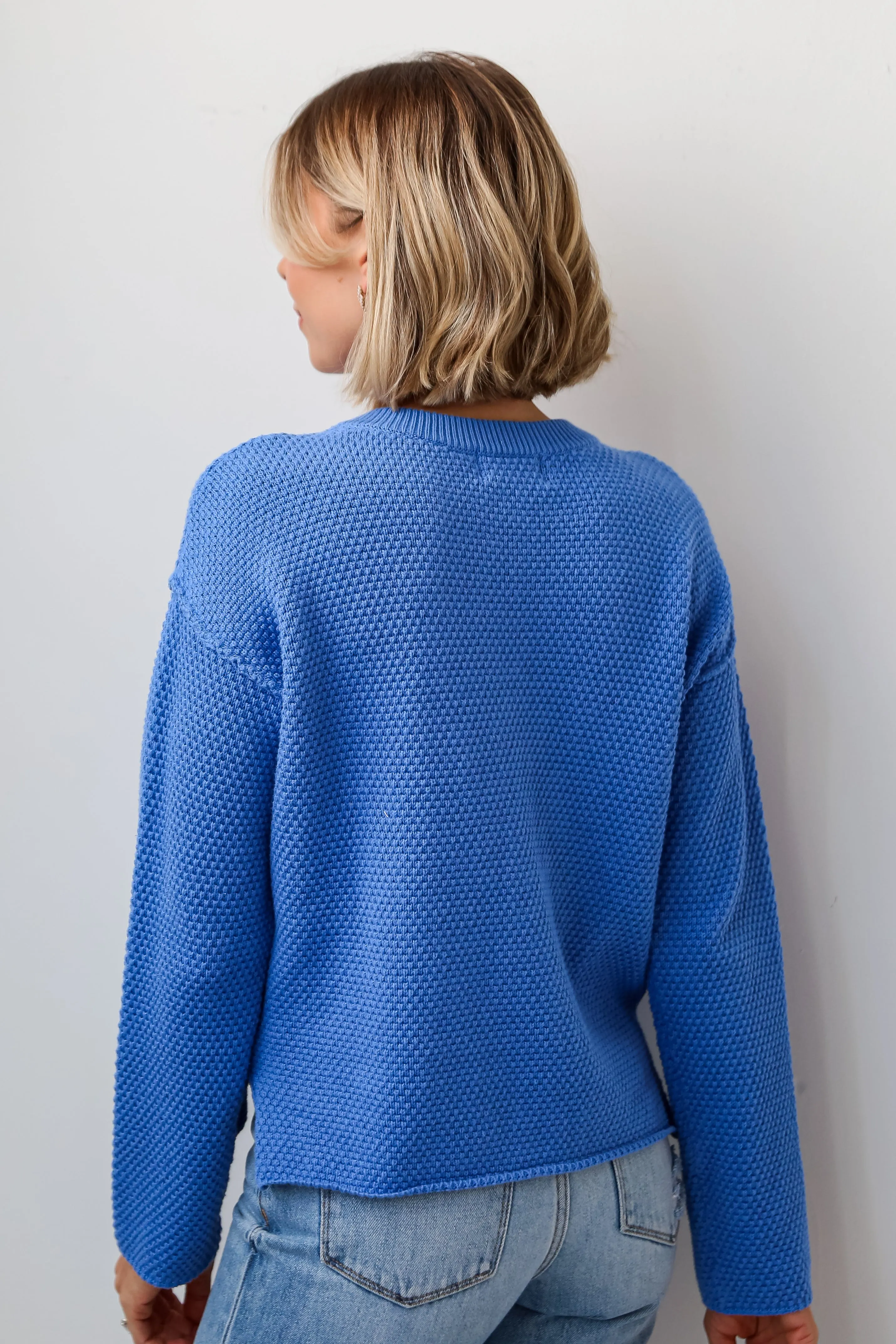 FINAL SALE - Stylish Perfection Blue Henley Sweater