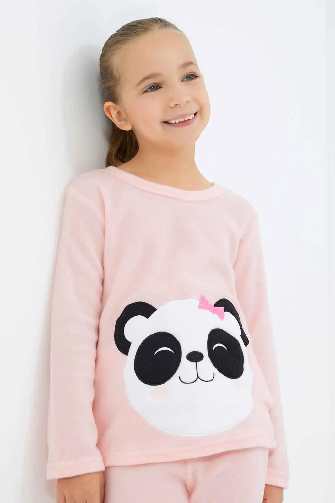 Girls Pink Panda Pajama Set (2 Piece)