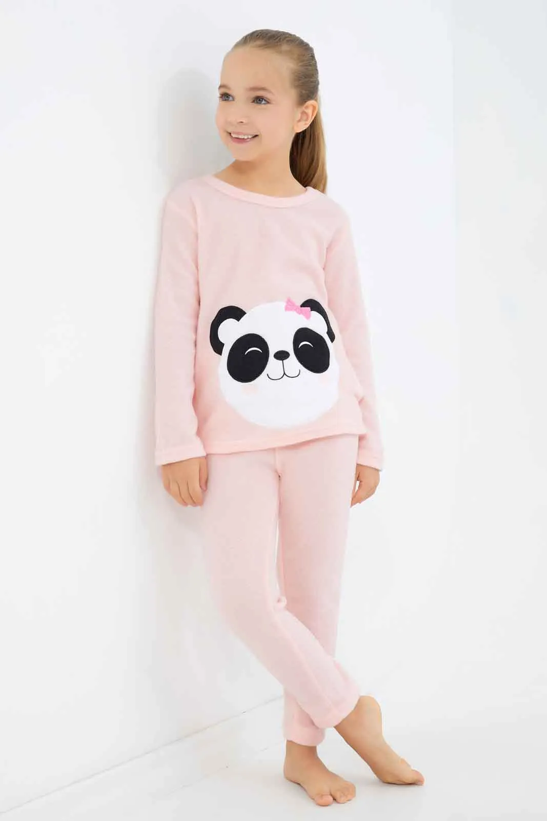 Girls Pink Panda Pajama Set (2 Piece)