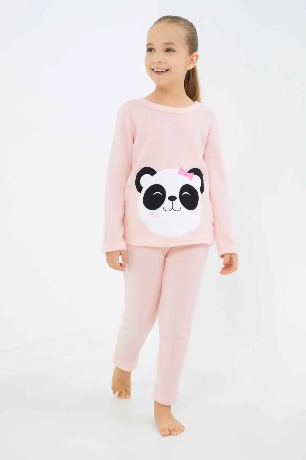 Girls Pink Panda Pajama Set (2 Piece)