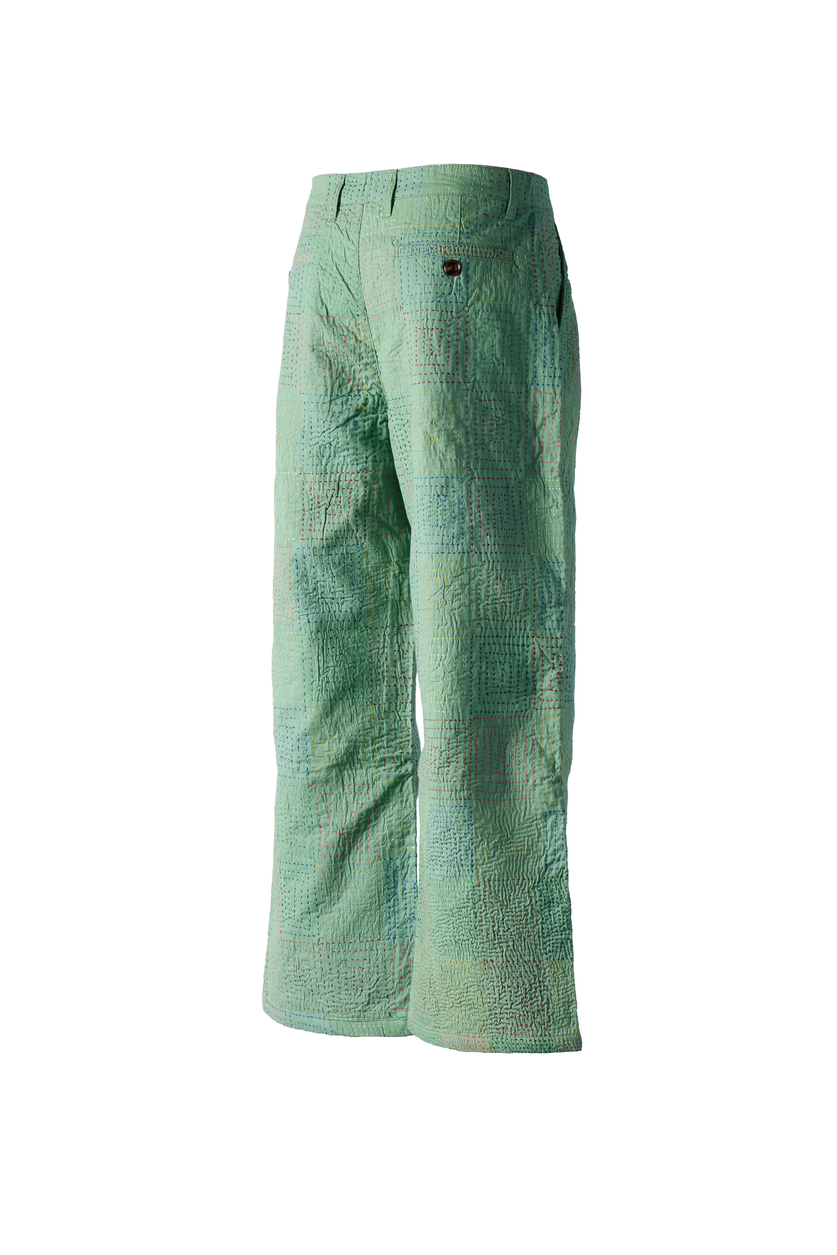 GLASS CYPRESS - Green Quilted Cotton Trousers