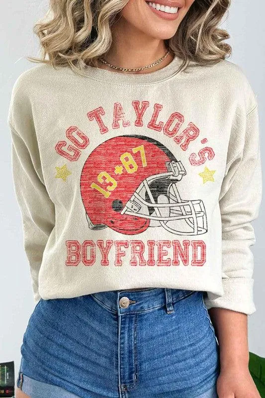 Go Taylors Boyfriend Football Graphic Sweatshirt