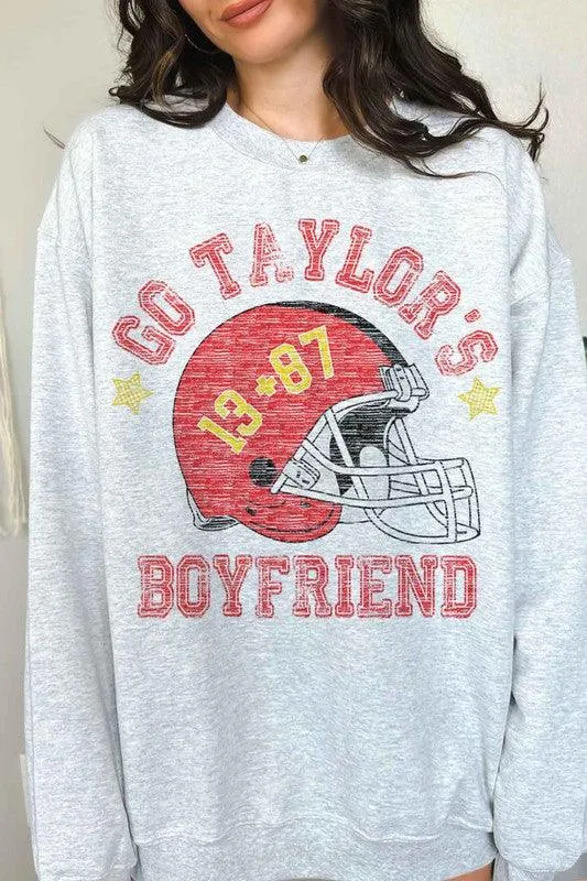 Go Taylors Boyfriend Football Graphic Sweatshirt