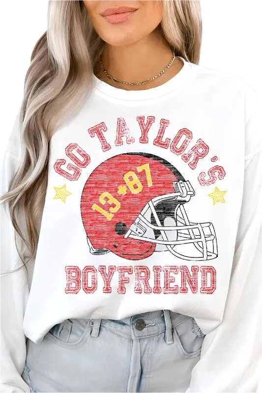 Go Taylors Boyfriend Football Graphic Sweatshirt