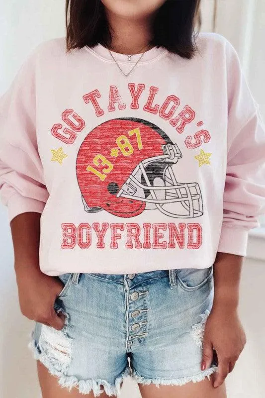 Go Taylors Boyfriend Football Graphic Sweatshirt