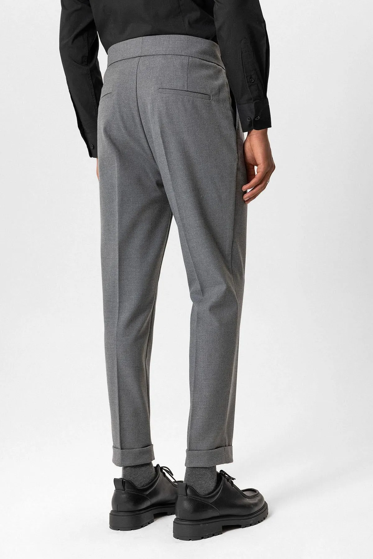 Gray High-Waisted Pleated Technical Men's Trousers - Wessi