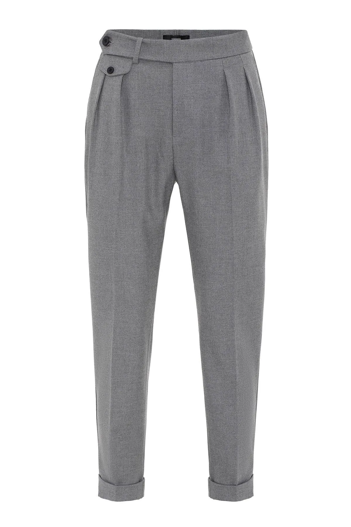 Gray High-Waisted Pleated Technical Men's Trousers - Wessi