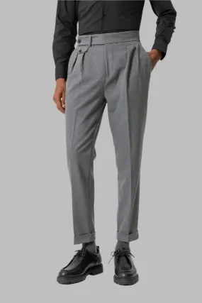 Gray High-Waisted Pleated Technical Men's Trousers - Wessi