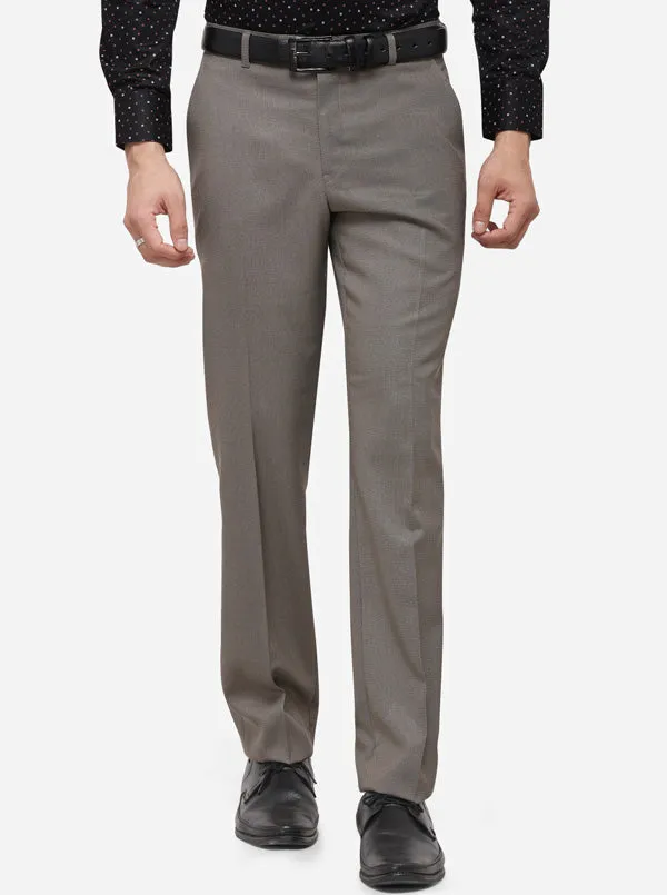 Grey Classic Fit Solid Formal Trouser | Greenfibre