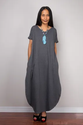 Grey Dress, Loose fit dress, tube dress, a line dress, short sleeve dress, maxi dress, rusty gray dress