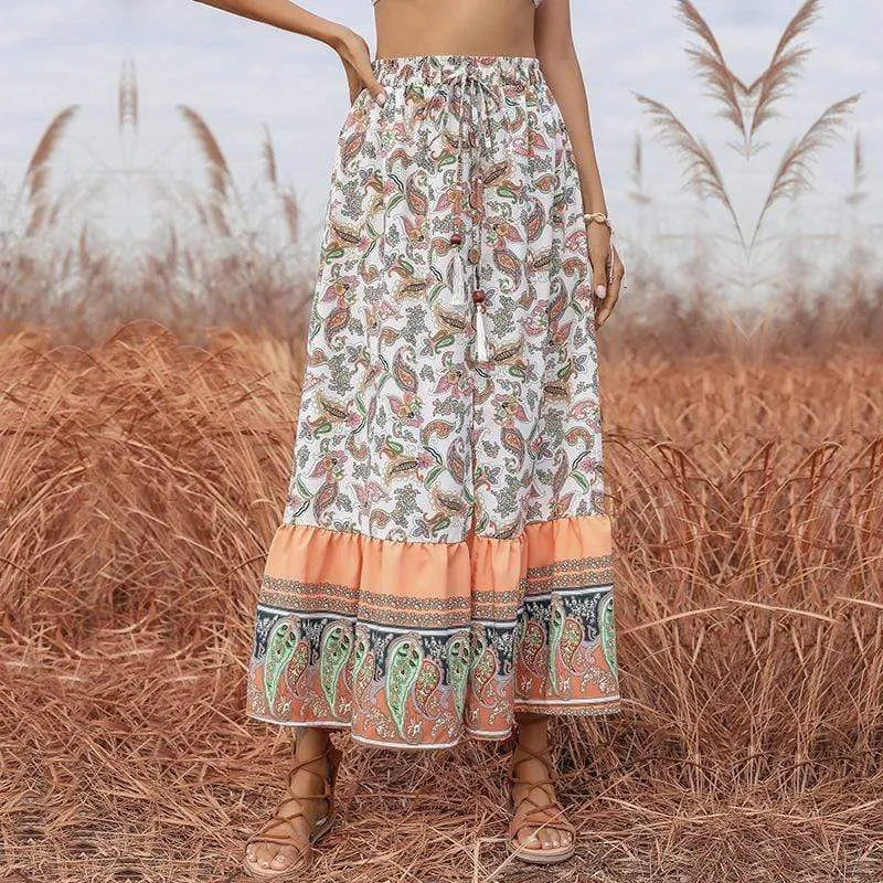 Gypsy Floral Skirt with a Split