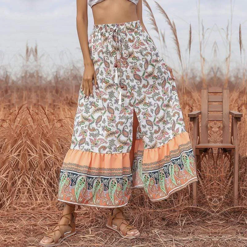 Gypsy Floral Skirt with a Split