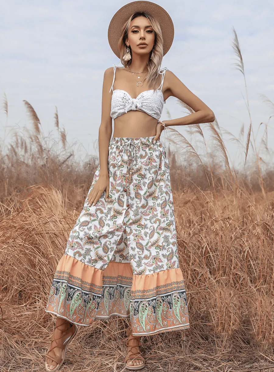 Gypsy Floral Skirt with a Split