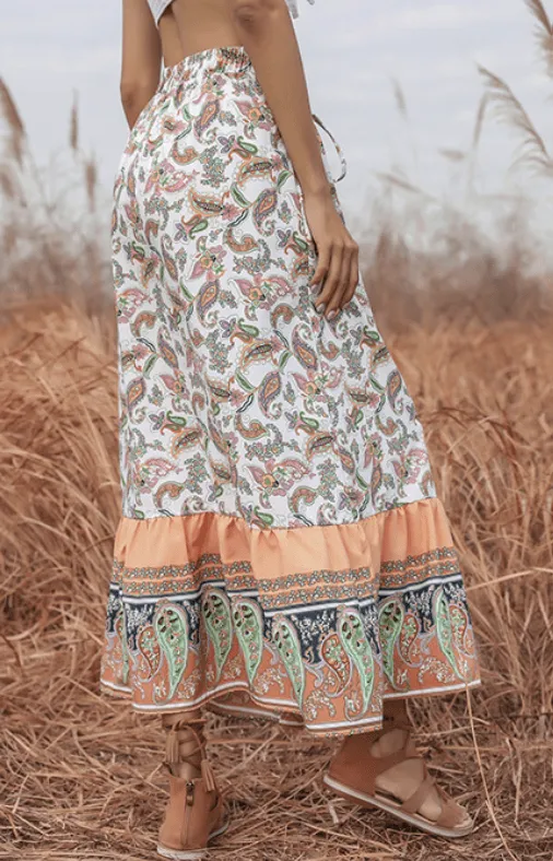 Gypsy Floral Skirt with a Split