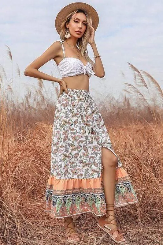 Gypsy Floral Skirt with a Split